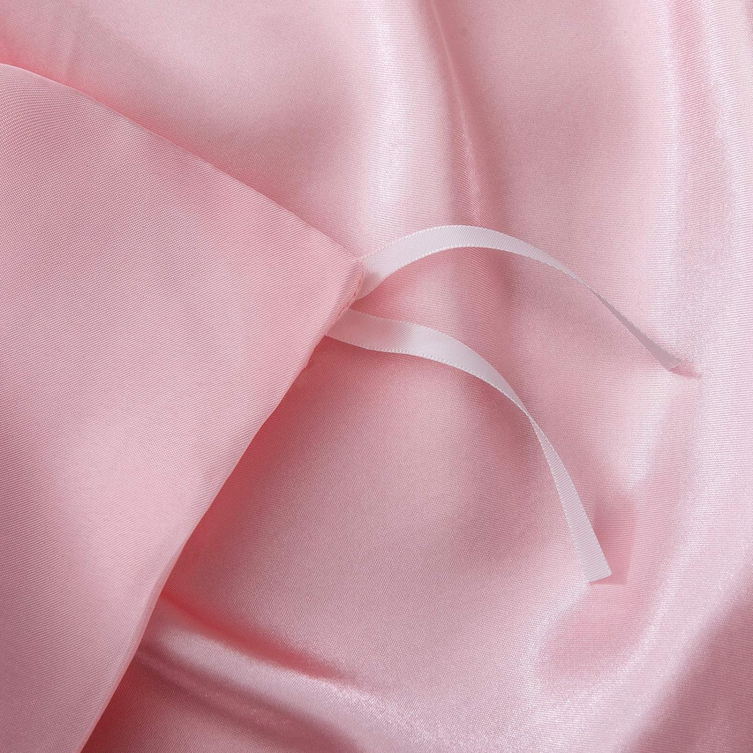 P Pothuiny Satin Duvet Cover Full/Queen, Single Soft Duvet Cover Only, Luxury Silky Like Blush Pink Duvet Cover 90" x 90" Sold Separately - Zipper Closure &amp; Corner Ties