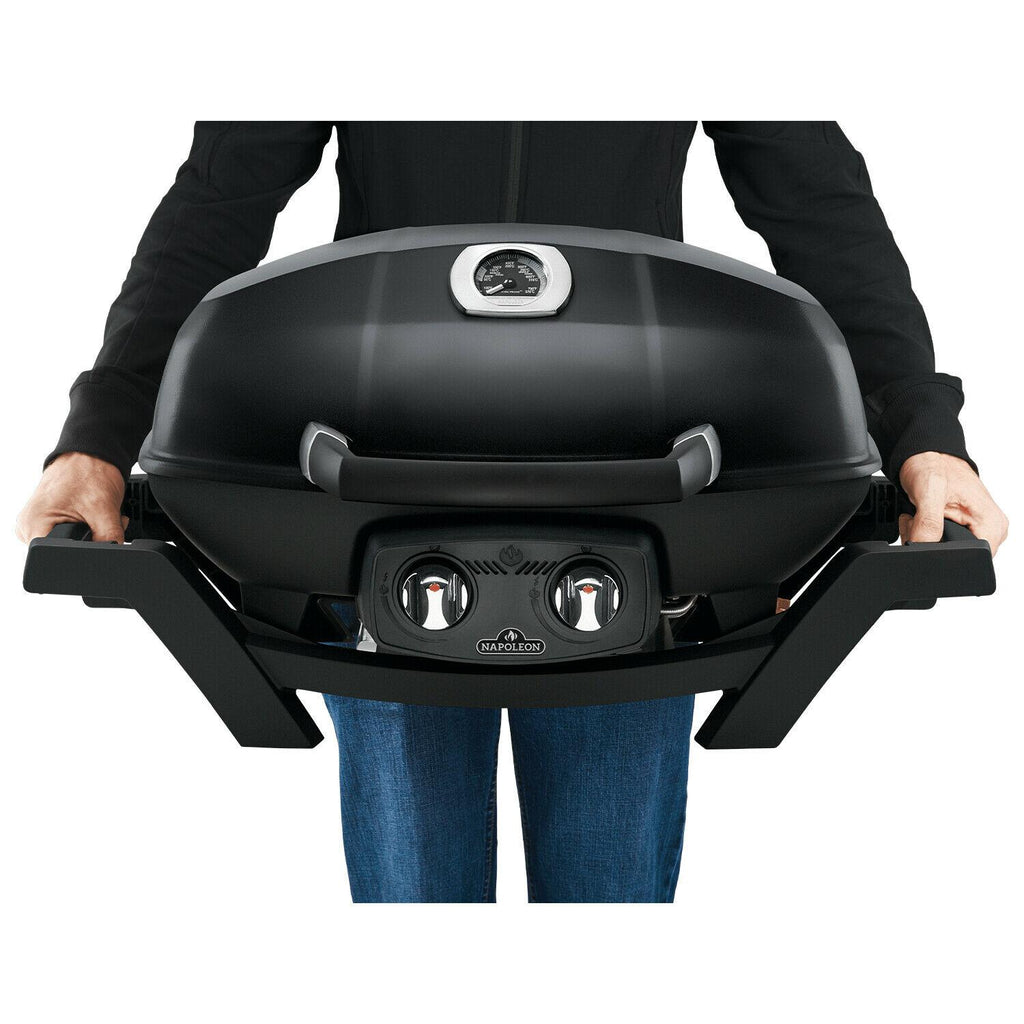 PRO285-BK TravelQ Portable Steel 2 burner Natural Gas Grill, Black