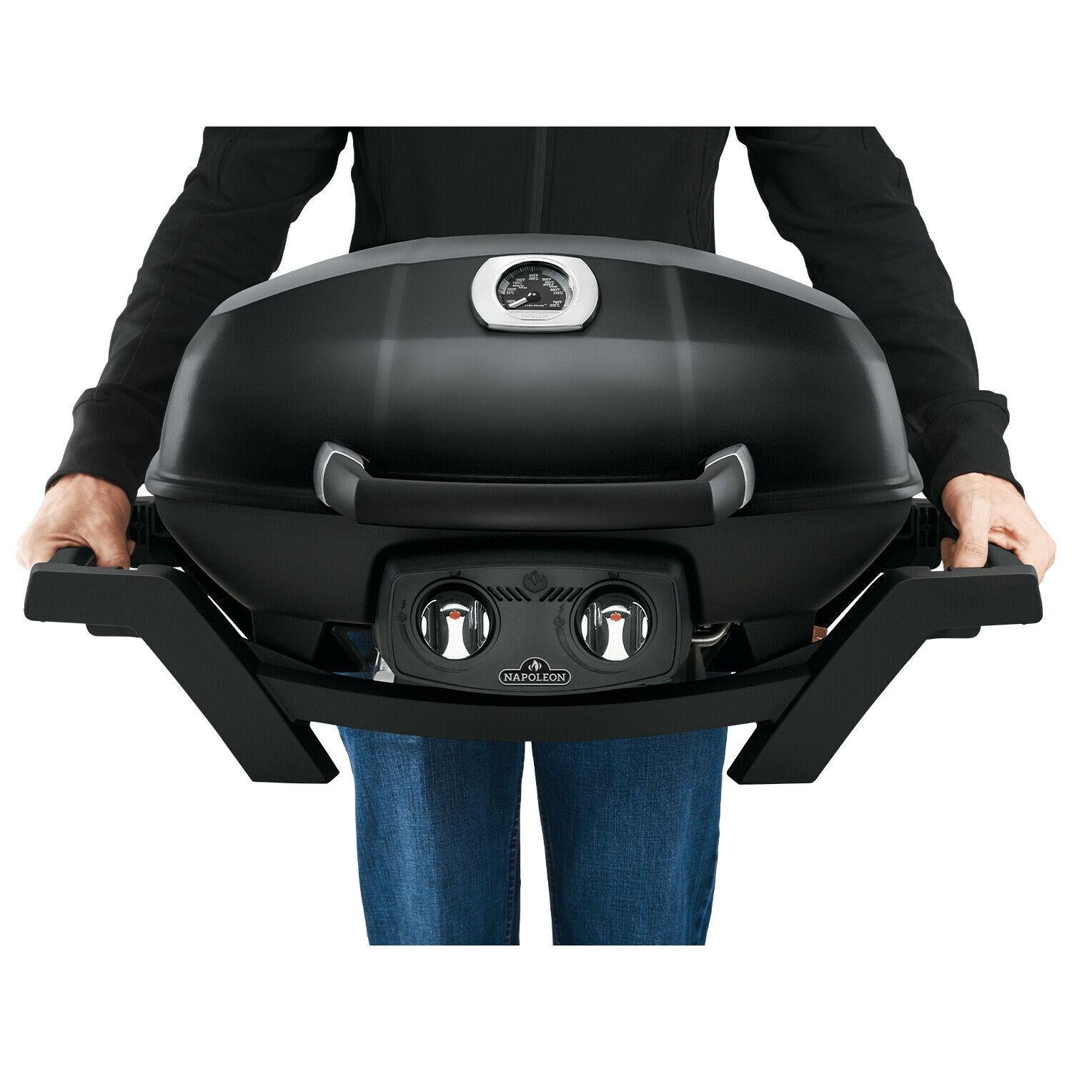 PRO285-BK TravelQ Portable Steel 2 burner Natural Gas Grill, Black