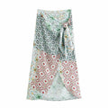 vintage  high waist knotted wrap midi skirt