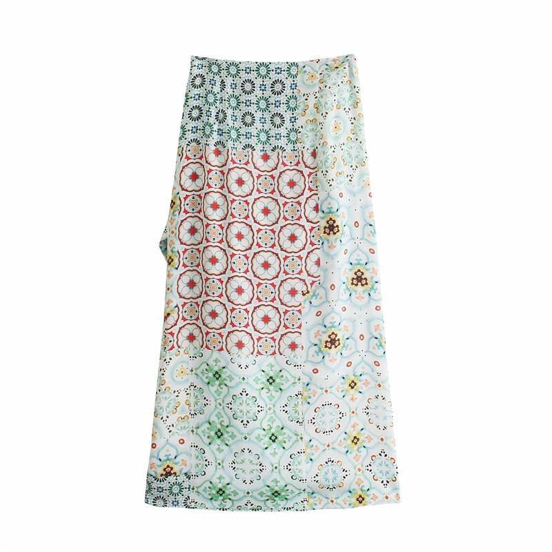 vintage  high waist knotted wrap midi skirt