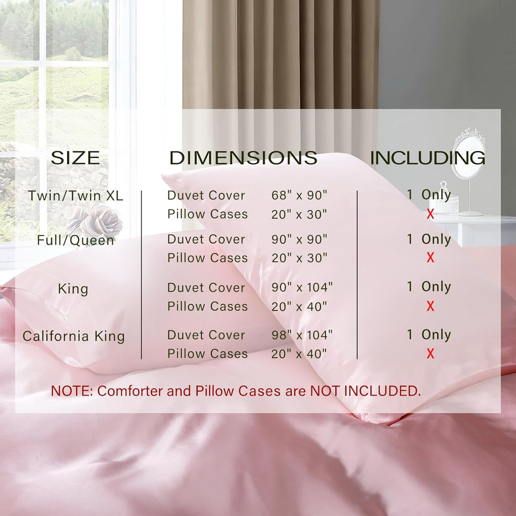 P Pothuiny Satin Duvet Cover Full/Queen, Single Soft Duvet Cover Only, Luxury Silky Like Blush Pink Duvet Cover 90" x 90" Sold Separately - Zipper Closure &amp; Corner Ties