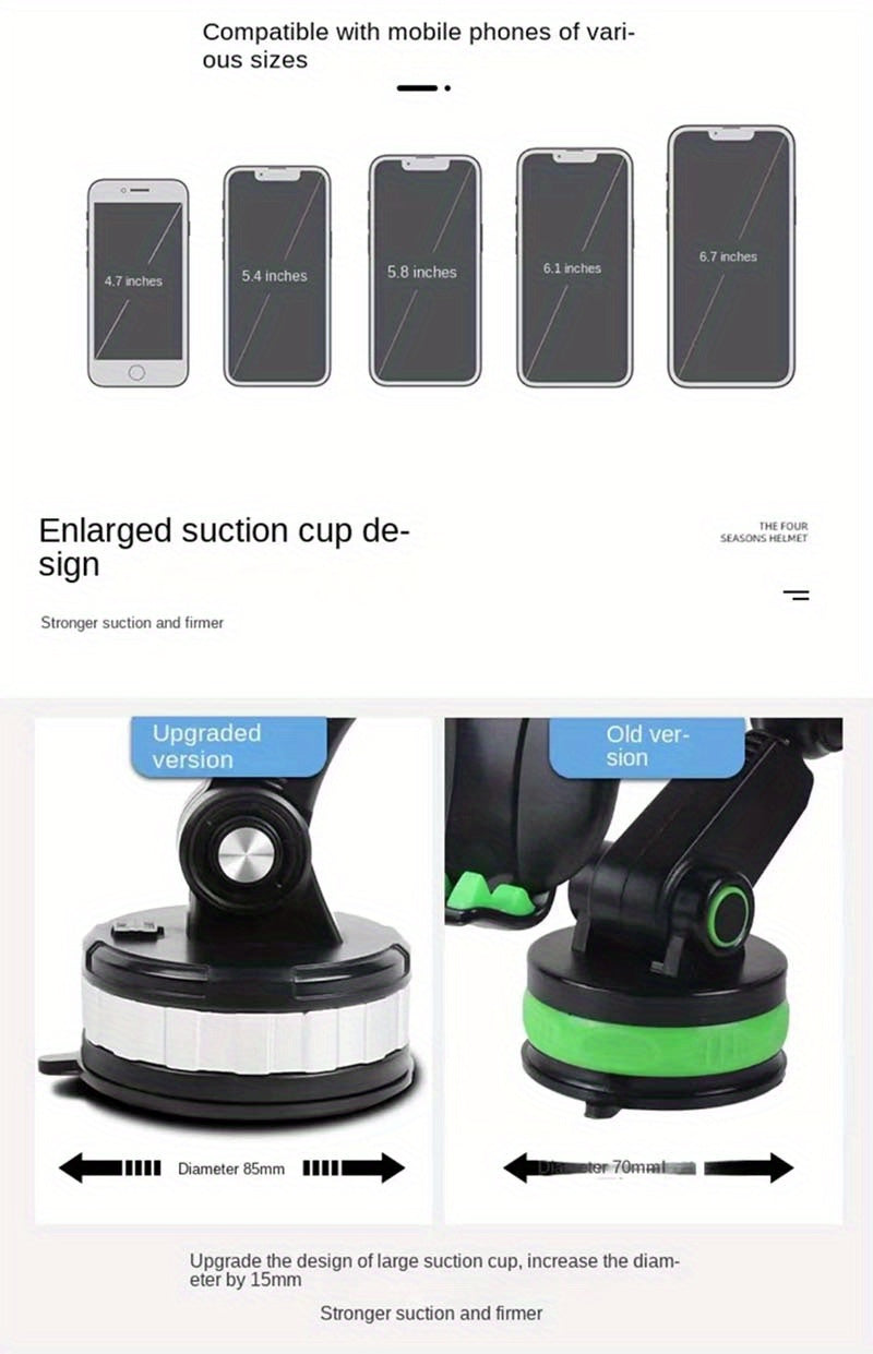 Multifunctional Mobile Phone Holder 360 Retractable Rotary Adjustment Universal Car Phone Bracket Fixed Shockproof Mobile Stand Big Support LarTruck Interior Washable Strong Sticky Gel Pad