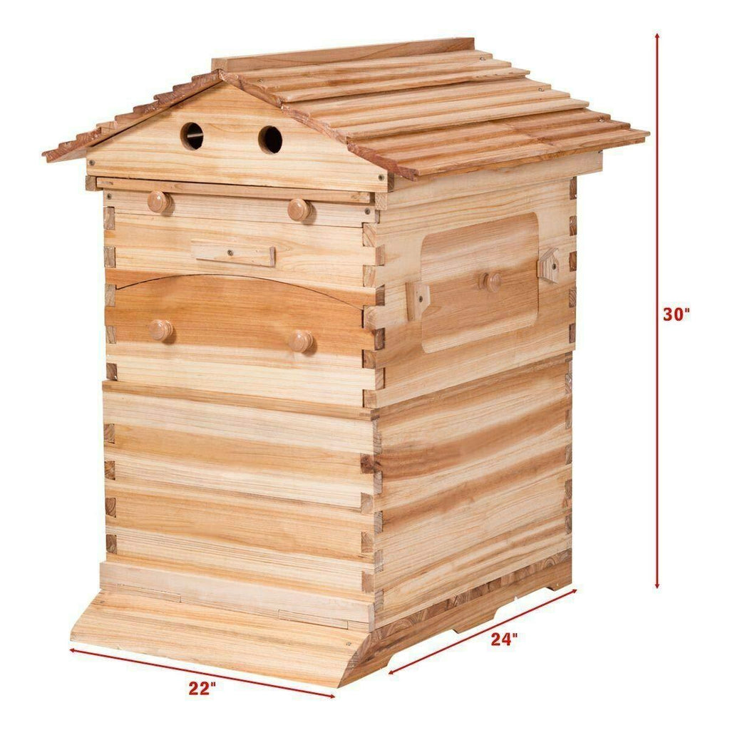 Lwestine Hive Beehive kit Automatic Wooden bee hive House kit Beehive Boxes with 7 Peice Comb Honey Frames for Beginning and Professional Beekeepers