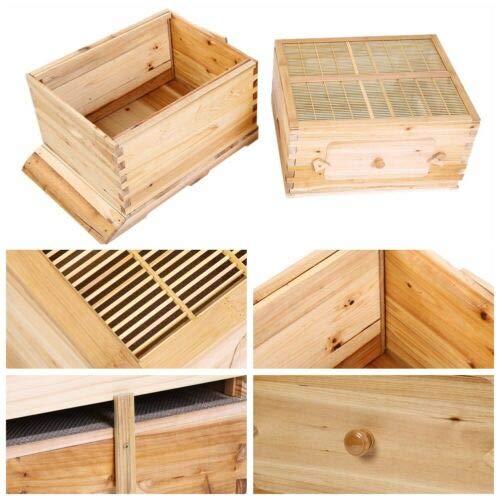 Lwestine Hive Beehive kit Automatic Wooden bee hive House kit Beehive Boxes with 7 Peice Comb Honey Frames for Beginning and Professional Beekeepers