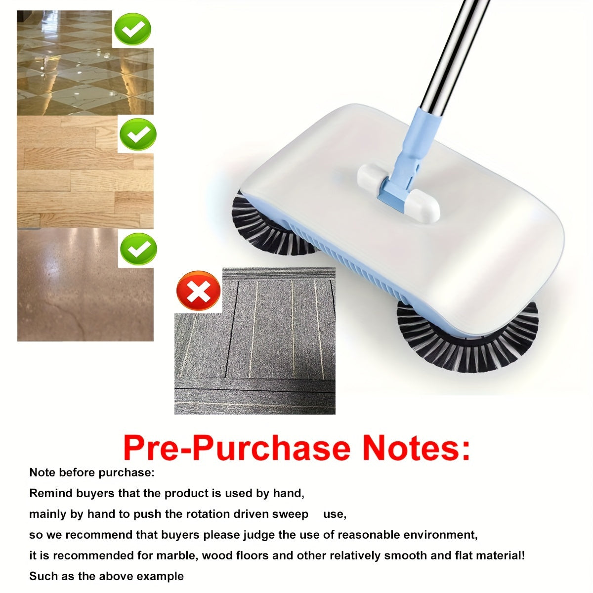 Upgraded Household Broom, Upgraded Hand Push Broom Dustpan Set, Small Portable Broom, Clean Dust Pet Hair, Hand Push Mop Cleaner