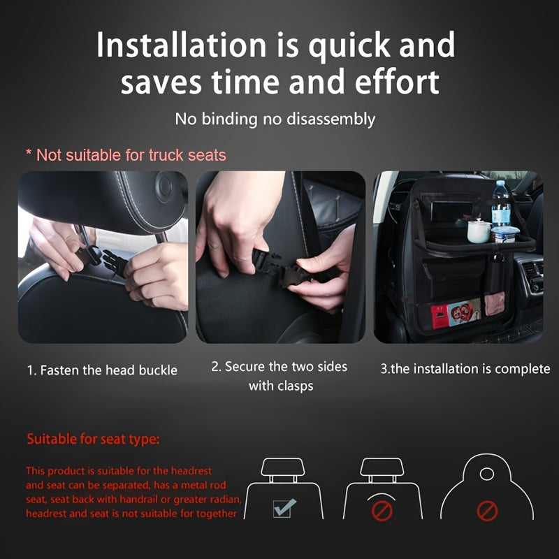 1pc Car Back Seat Organizer, StoraPockets Kick Mats Car Back Seat Protectors Tissue Box Cup Holder Laptop Table Car Eating Tray For ParOnly