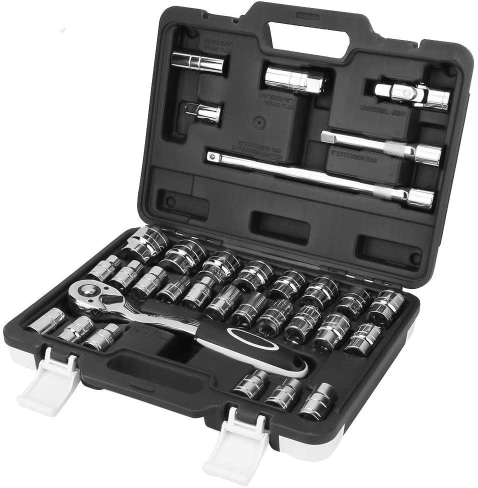 32pcs Ratchet Socket Wrench Bit Professional Repairing Kit Multifunctional Hand Tool Set