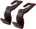 AMVOYOA Car Headrest Hook, Leather Vehicle Back Seat Hanger Storage for Purse Groceries Bag and More, Black&amp;Red, Pack of 2