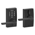 Century Matte Black Electronic Door Lock with Latitude Door Lever