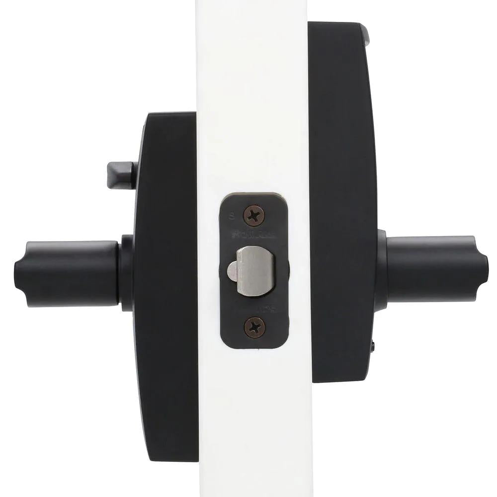 Century Matte Black Electronic Door Lock with Latitude Door Lever