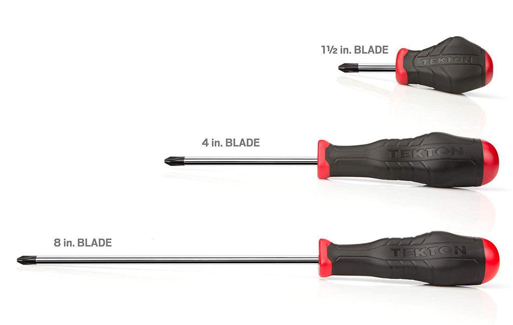 TEKTON High-Torque Chrome/Black Oxide Blade Screwdriver &amp; Nut Driver Set, 63-Piece (Phillips, Slotted, Torx, Square, Hex, Nut) | DRV49004