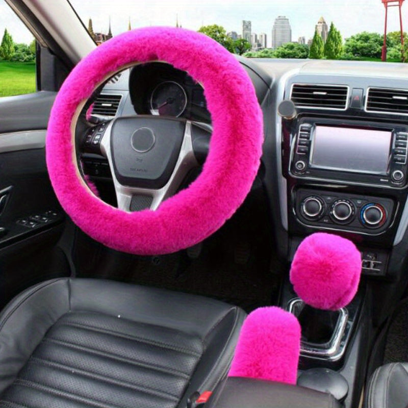 Stay Warm &amp; Stylish This Winter with Our Furry Steering Wheel Cover Set!