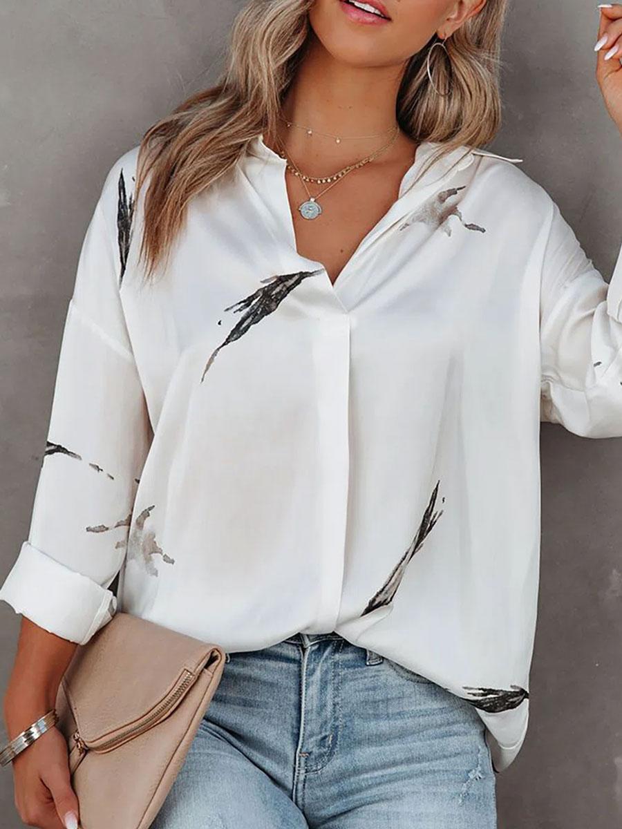 Printed Loose Casual Long-sleeved Blouse