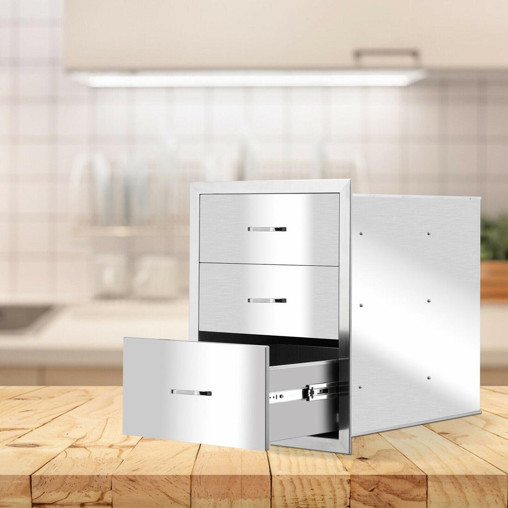 23x 18 in BBQ Triple StoraDoors Drawer Outdoor Kitchen  Steel Access