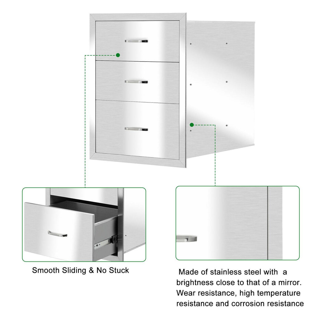 23x 18 in BBQ Triple StoraDoors Drawer Outdoor Kitchen  Steel Access