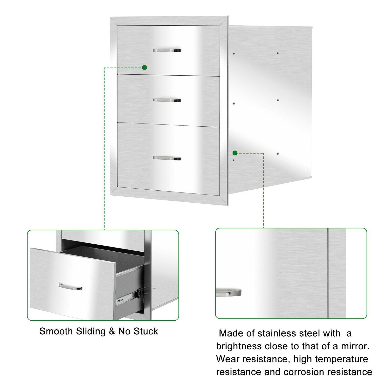 23x 18 in BBQ Triple StoraDoors Drawer Outdoor Kitchen  Steel Access