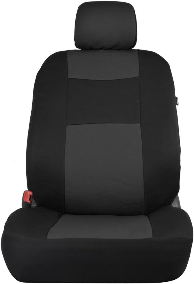BDK PolyPro Car Seat Covers Full Set in Charcoal on Black – Front and Rear Split Bench Seat Covers for Cars, Easy to Install Car Seat Cover Set, Car Accessories for Auto Trucks Van SUV