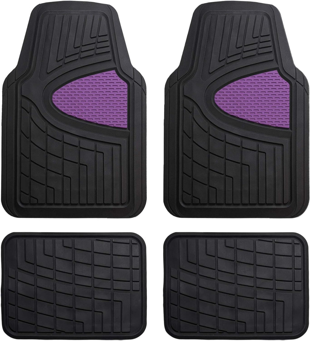 FH Group Automotive Floor Mats - Heavy-Duty Rubber Floor Mats for Cars, Universal Fit Full Set, Climaproof Floor Mats, Trimmable Floor Mats for Most Sedan, SUV, Truck Floor Mats Purple