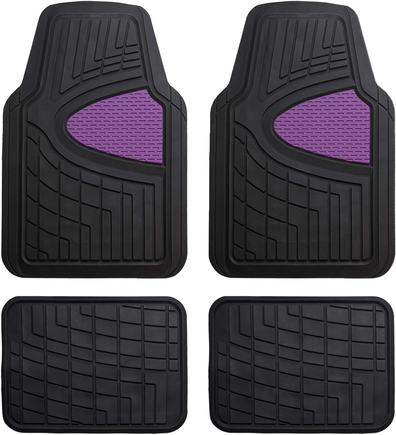 FH Group Automotive Floor Mats - Heavy-Duty Rubber Floor Mats for Cars, Universal Fit Full Set, Climaproof Floor Mats, Trimmable Floor Mats for Most Sedan, SUV, Truck Floor Mats Purple