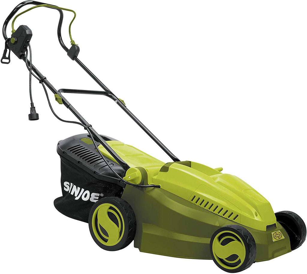 Sun Joe MJ402E 16-Inch 12-Amp Electric Lawn Mower + Mulcher, 6-Position Height Adjustment, 9.3-Gallon Detachable Grass Collection Bag