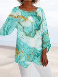 Women Round Neck Long Sleeve Fashion Printed Top