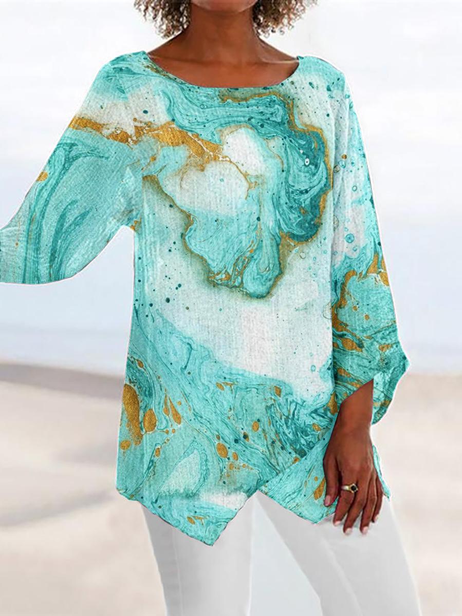 Women Round Neck Long Sleeve Fashion Printed Top