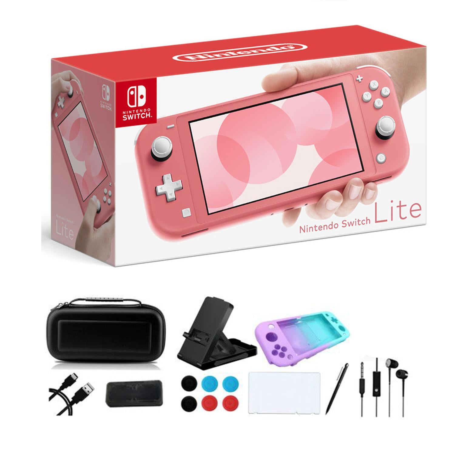 Newest Nintendo Switch Lite - 5.5" Touchscreen Display, -in Plus Control Pad, 9-in-1 Carrying Case, -in Speakers, 3.5mm Audio Jack, 802.11ac WiFi, Bluetooth 4.1, 0.61 lbs - Coral