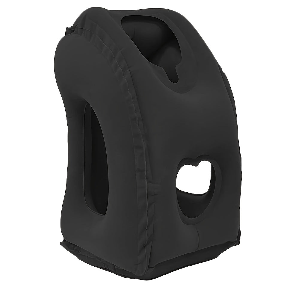 Comfy Inflatable Travel Pillow: Neck &amp; Lumbar Support For Airplane, Car, RV &amp;   - Folds Easily Into Bag!