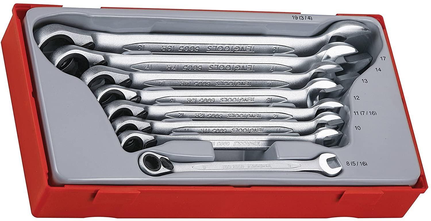 Teng Tools 8 Piece Metric 12 Point Ratcheting Combination Wrench Set (8-19mm) - TT6508R
