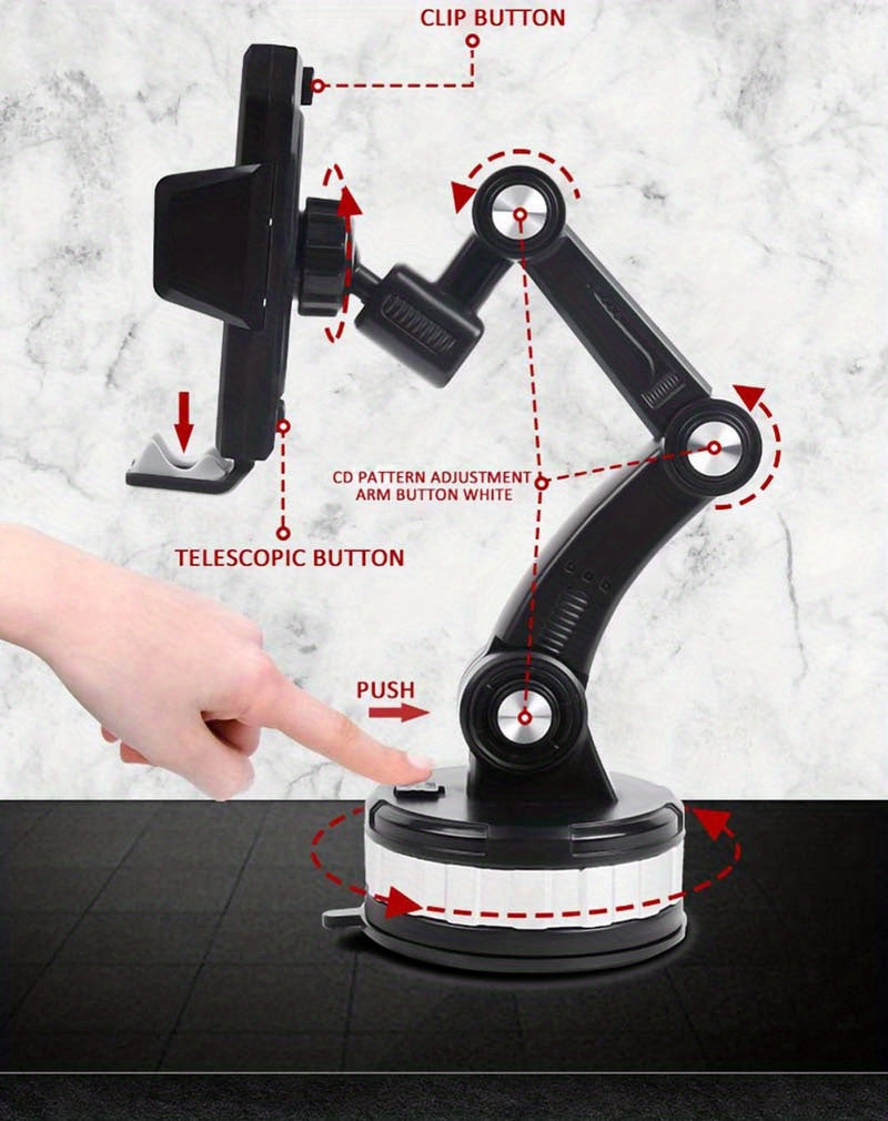 Multifunctional Mobile Phone Holder 360 Retractable Rotary Adjustment Universal Car Phone Bracket Fixed Shockproof Mobile Stand Big Support LarTruck Interior Washable Strong Sticky Gel Pad