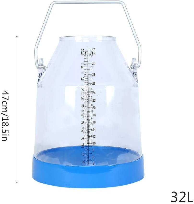 MilMachine for Cow, Portable Transparent 32L Cow Milker Dairy MilMachine Bucket Tank with 4 Teat Cups for Dairy Farm