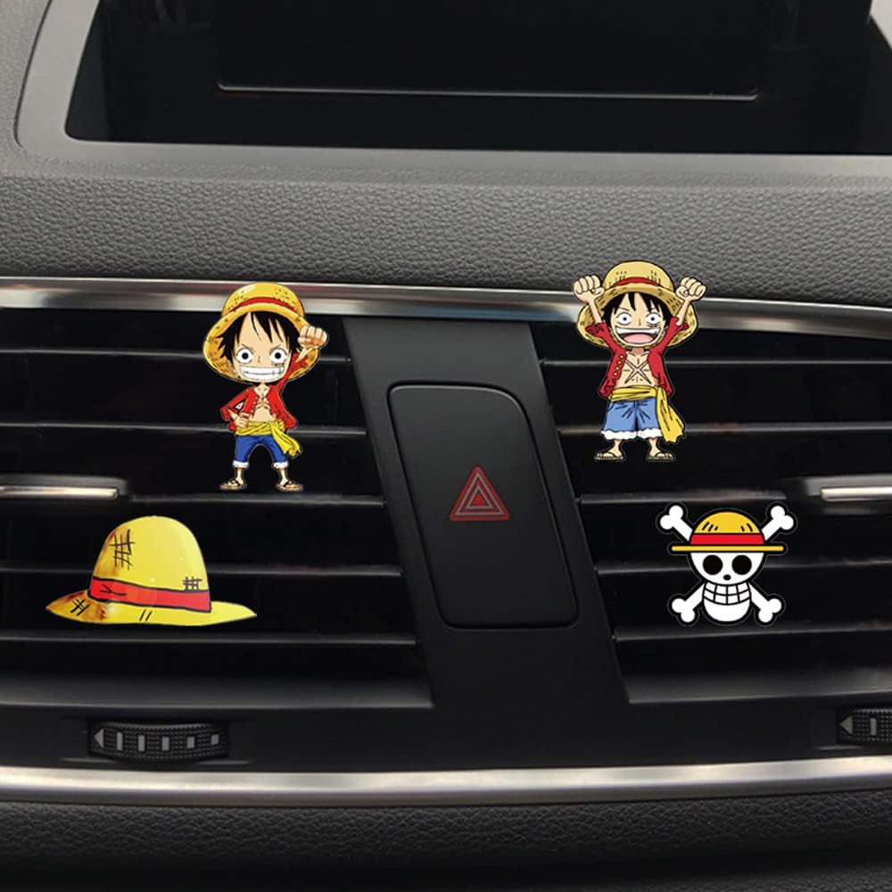 ZOSTLAND Animation Car Air Vent Clip Decoration,Skull Car Air Fresheners, Cute Car Vent Clip,Personalized Automotive Interior Decoration Accessories,Car Decor Gift for women,men (4pcs Pirate)