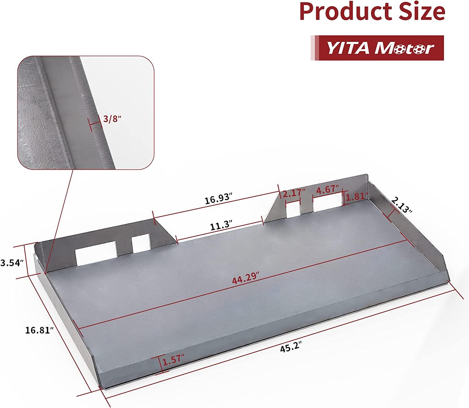YITAMOTOR 3/8'' Universal  Attach Mount Plate with Bottom Connector Holes & Reinforced Top Bar, Compatible with Kubota and Bobcat Skid Steers and Tractors