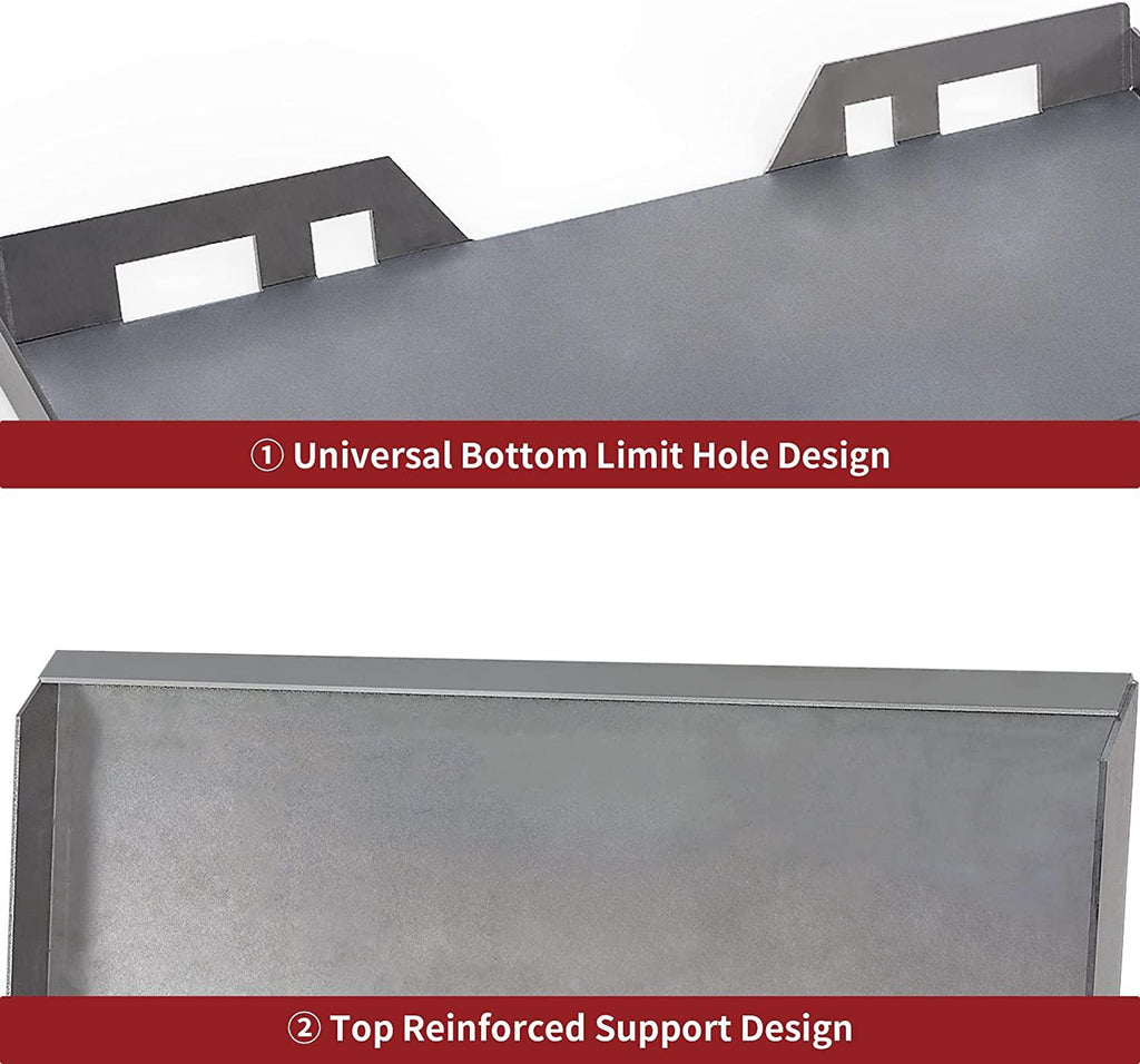 YITAMOTOR 3/8'' Universal  Attach Mount Plate with Bottom Connector Holes & Reinforced Top Bar, Compatible with Kubota and Bobcat Skid Steers and Tractors