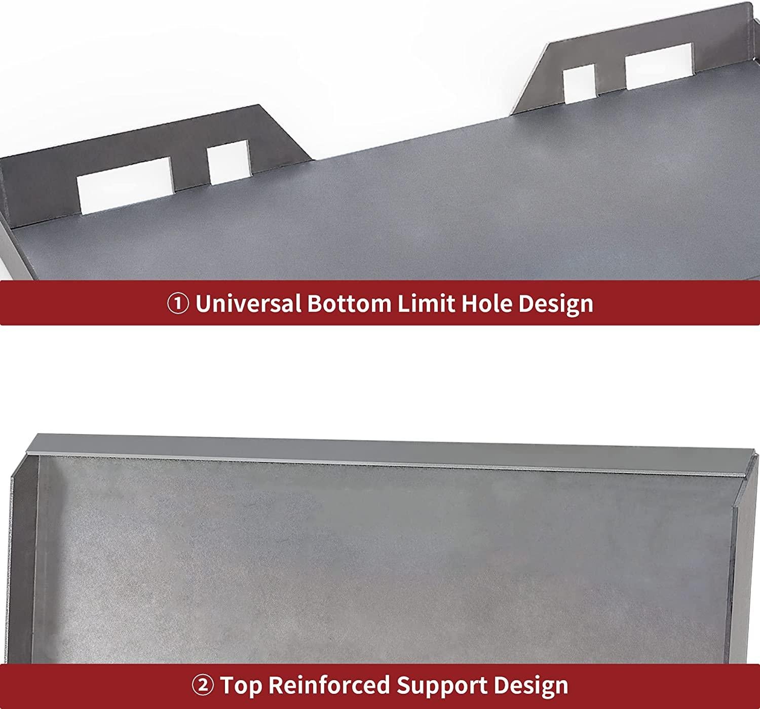 YITAMOTOR 3/8'' Universal  Attach Mount Plate with Bottom Connector Holes & Reinforced Top Bar, Compatible with Kubota and Bobcat Skid Steers and Tractors