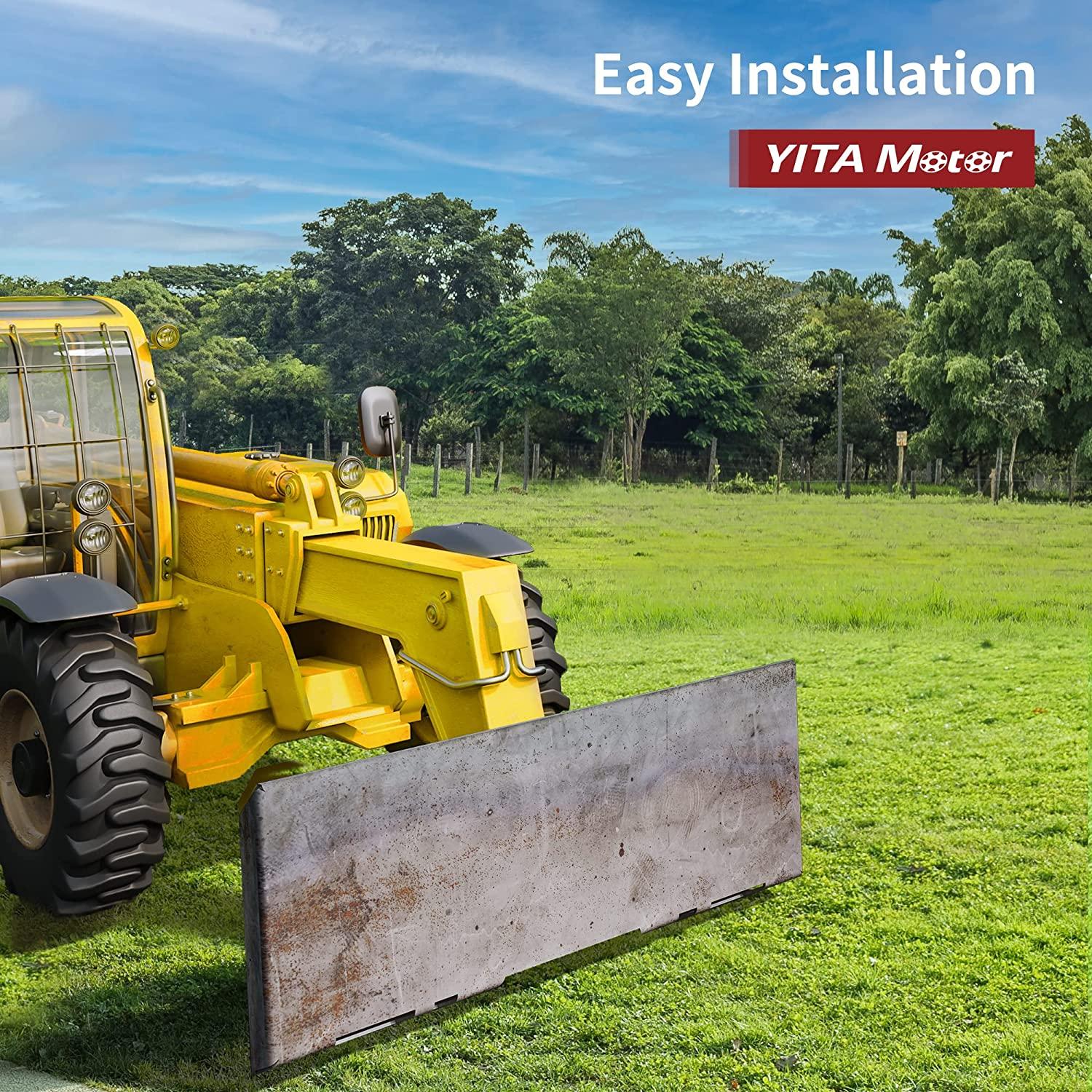 YITAMOTOR 3/8'' Universal  Attach Mount Plate with Bottom Connector Holes & Reinforced Top Bar, Compatible with Kubota and Bobcat Skid Steers and Tractors