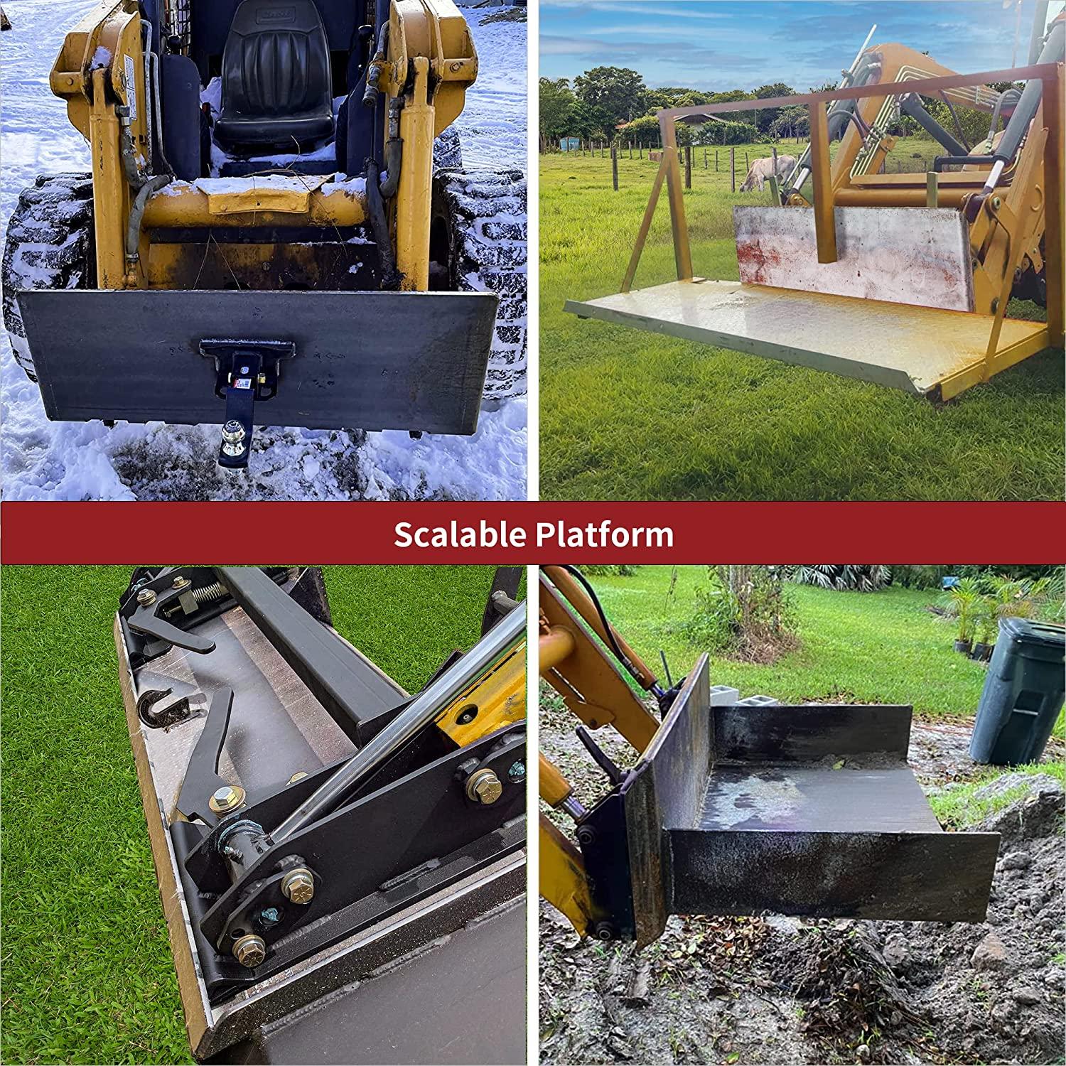 YITAMOTOR 3/8'' Universal  Attach Mount Plate with Bottom Connector Holes & Reinforced Top Bar, Compatible with Kubota and Bobcat Skid Steers and Tractors