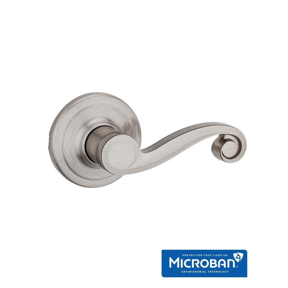 Lido Satin Nickel PassaHall/Closet Door Lever Featuring Microban Antimicrobial Technology