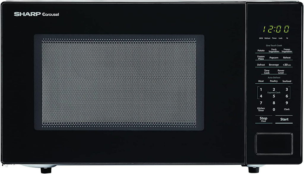 SHARP Black Carousel 1.1 Cu. Ft. 1000W Countertop Microwave Oven (ISTA 6 Packaging), Cubic Foot, 1000 Watts