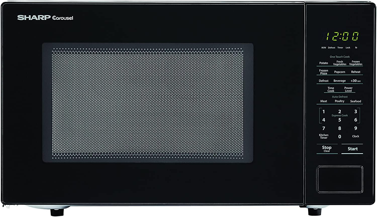 SHARP Black Carousel 1.1 Cu. Ft. 1000W Countertop Microwave Oven (ISTA 6 Packaging), Cubic Foot, 1000 Watts