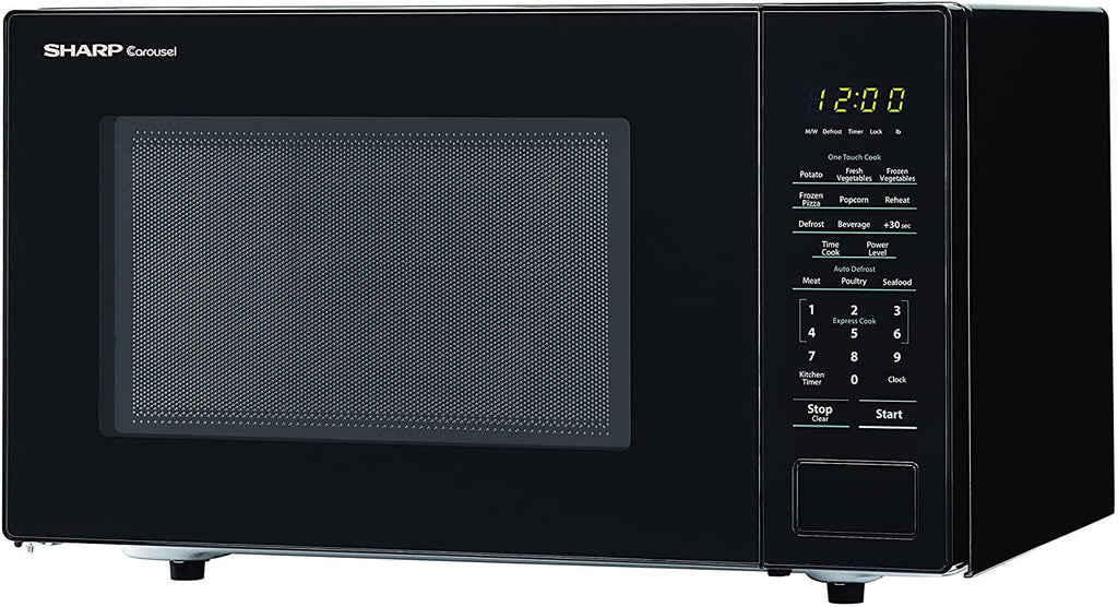 SHARP Black Carousel 1.1 Cu. Ft. 1000W Countertop Microwave Oven (ISTA 6 Packaging), Cubic Foot, 1000 Watts