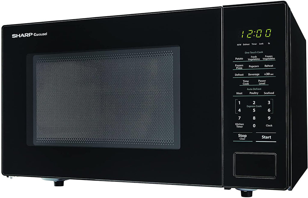 SHARP Black Carousel 1.1 Cu. Ft. 1000W Countertop Microwave Oven (ISTA 6 Packaging), Cubic Foot, 1000 Watts