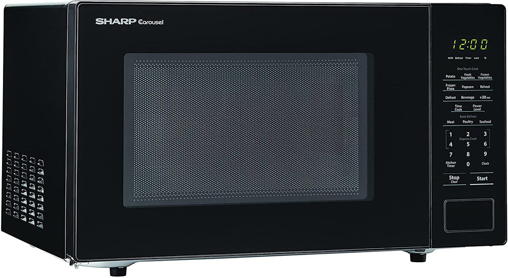 SHARP Black Carousel 1.1 Cu. Ft. 1000W Countertop Microwave Oven (ISTA 6 Packaging), Cubic Foot, 1000 Watts