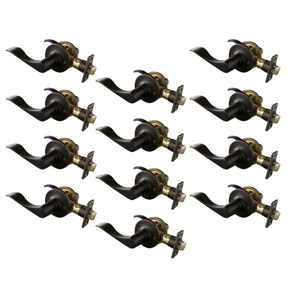 Stratford Oil Rubbed Bronze PassaHall/Closet Door Lever with Universal 6-Way Latch (12-Pack)