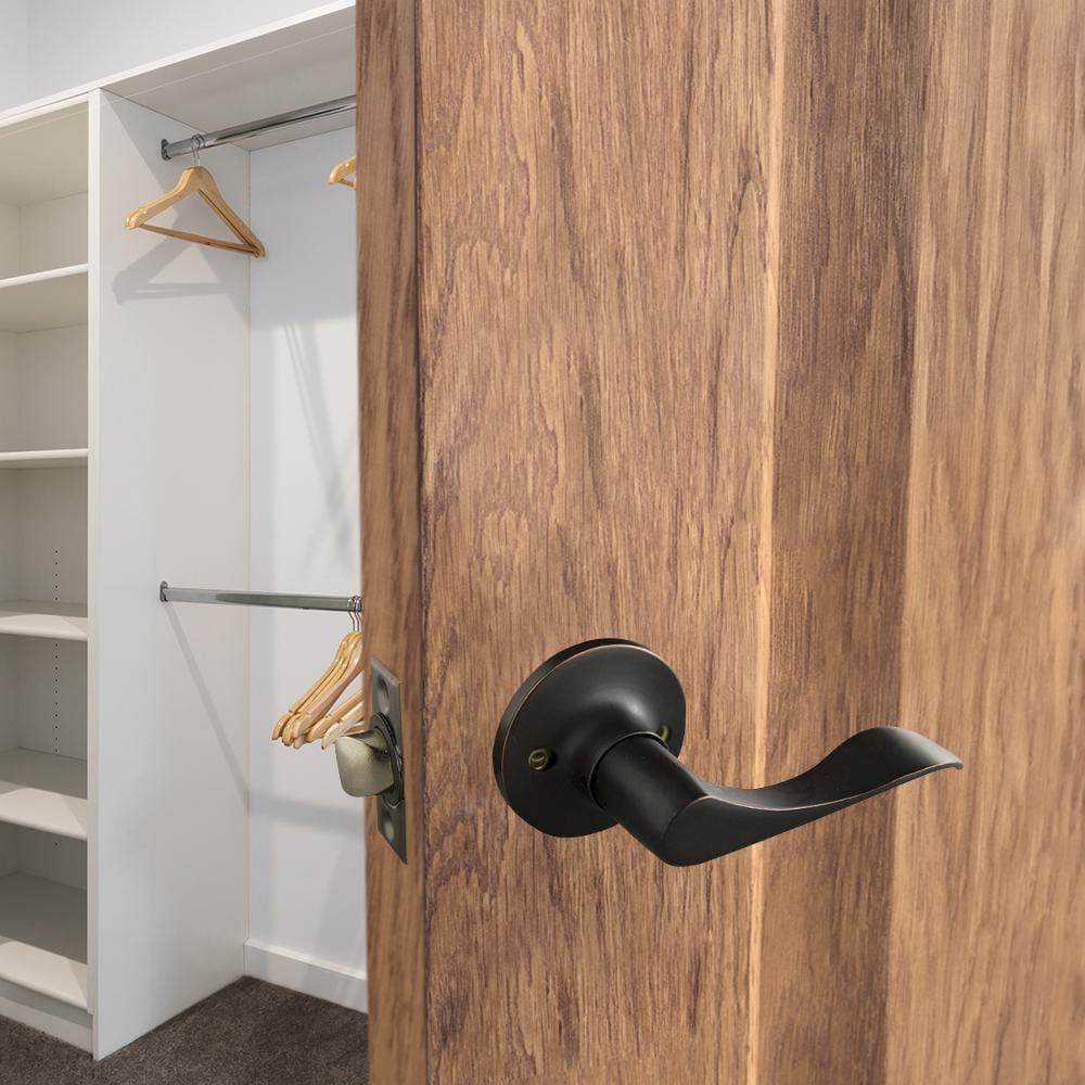 Stratford Oil Rubbed Bronze PassaHall/Closet Door Lever with Universal 6-Way Latch (12-Pack)