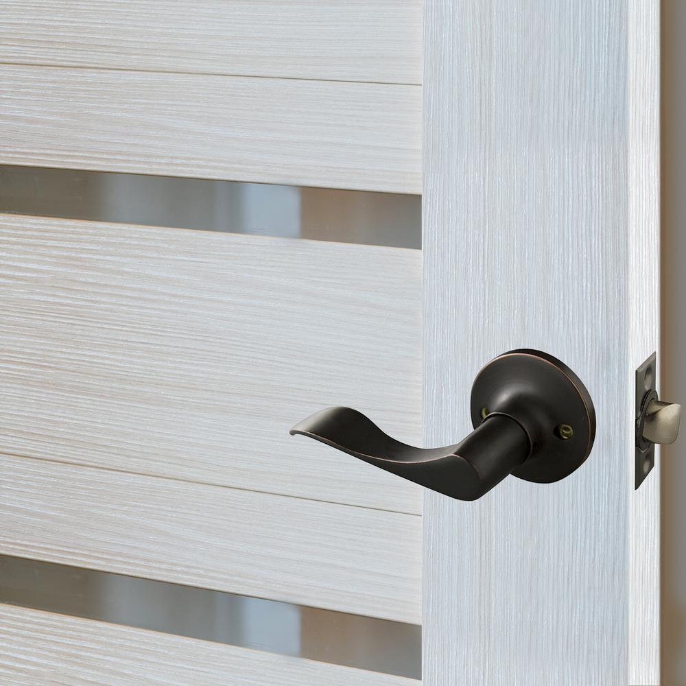 Stratford Oil Rubbed Bronze PassaHall/Closet Door Lever with Universal 6-Way Latch (12-Pack)