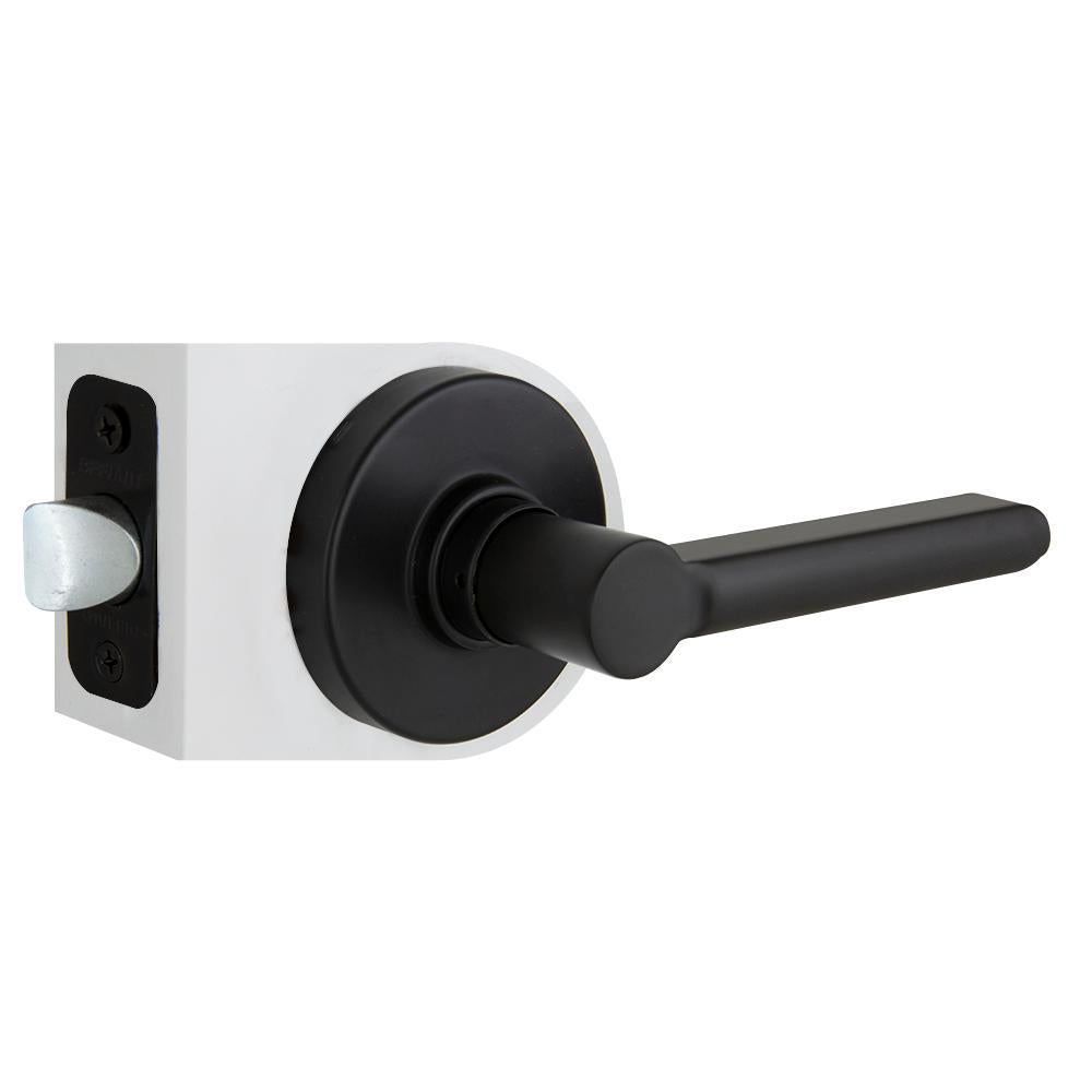 TonbridMatte Black Hall and Closet Door Lever with Round Rose (4-Pack)