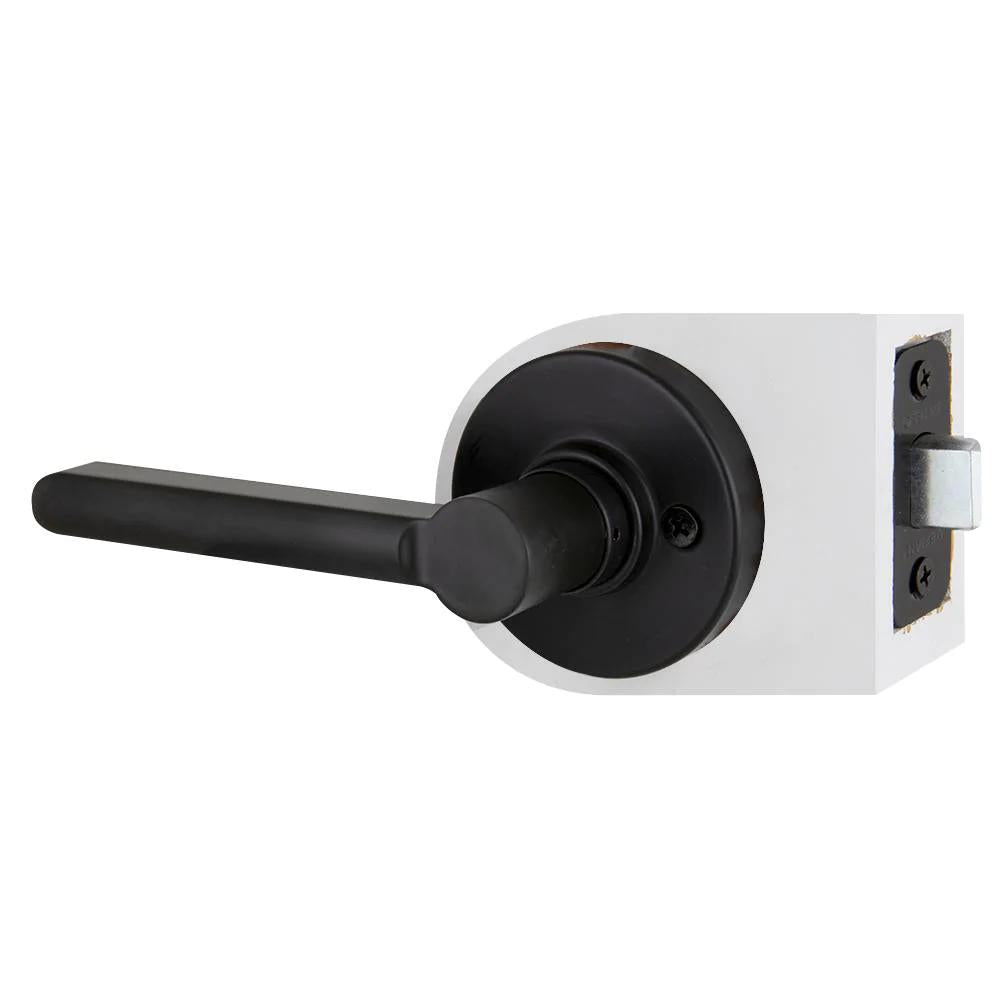 TonbridMatte Black Hall and Closet Door Lever with Round Rose (4-Pack)