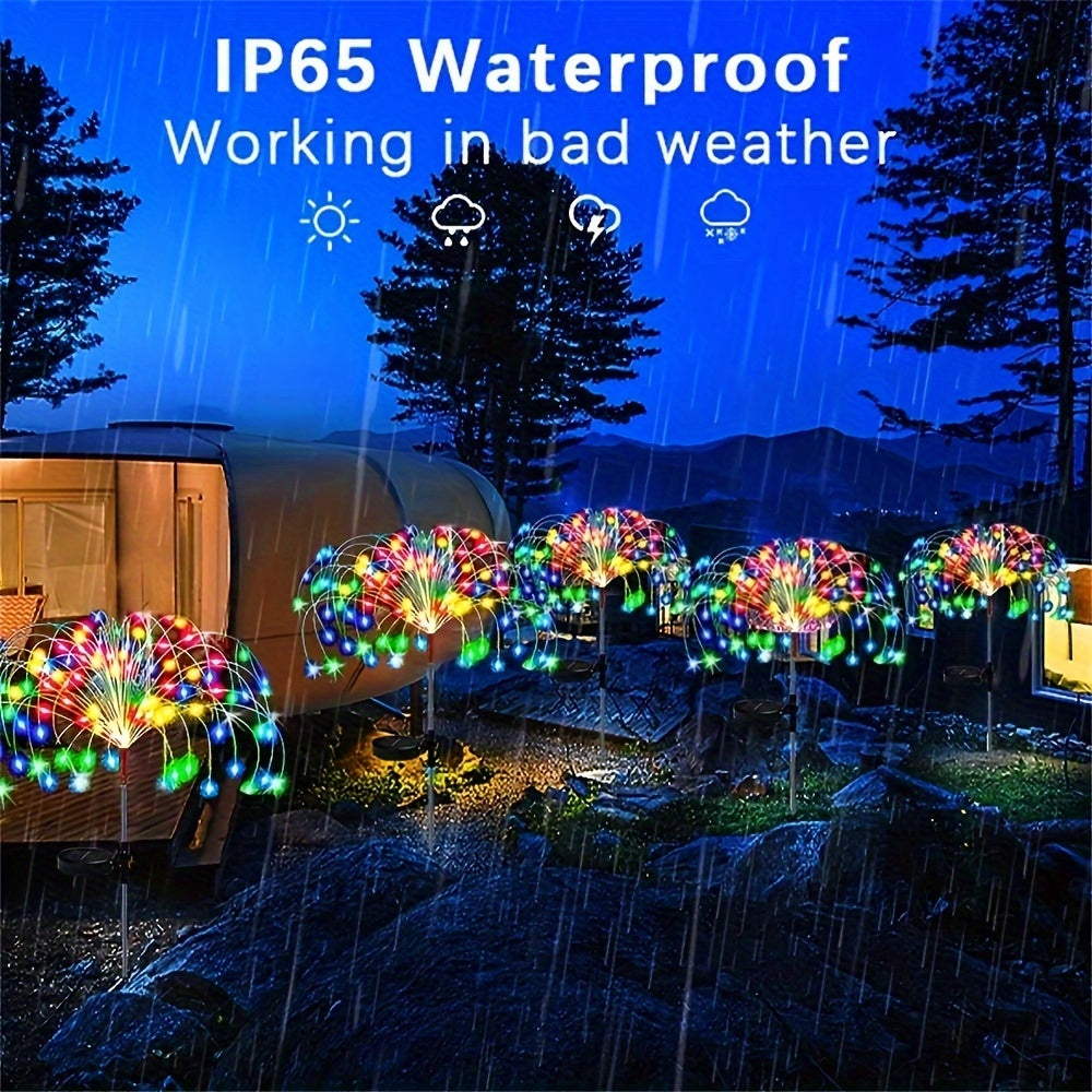 Solar Garden Lights Solar Firework Lights, 8-Mode Lighting Solar Lights Outdoor Waterproof For Garden Patio Walkway Pathway Party Wedding Decorative